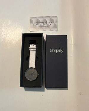 Simplify The 5100 Leather-Band Watch White